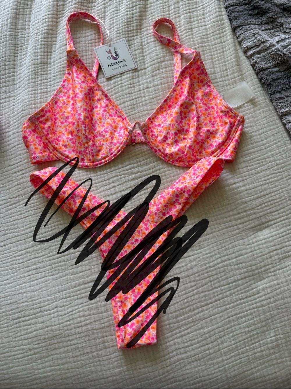 Kulani Kinis Pink and Orange Floral Swim Cover